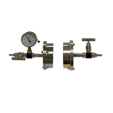 Vacuum Sealing Flange for 80mm OD dia Tube Furnace with Valve / Vacuum Meter